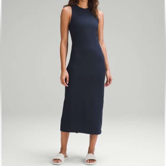 lululemon athletica Dresses & Skirts - lululemon athletica Ribbed Navy Blue Midi Dress